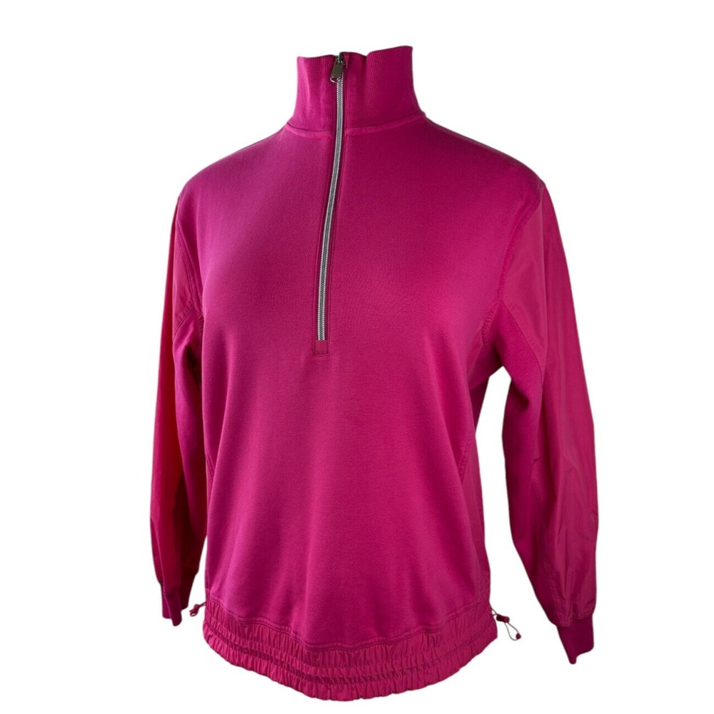 Athleta Triumph Hybrid Half Zip Sweatshirt Jacket Salvia Pink Fuchsia Small - Picture 15 of 15